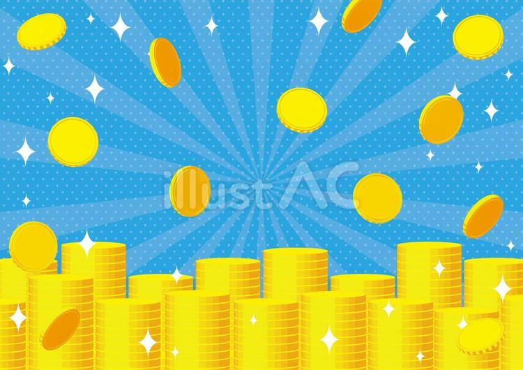 降り注ぐ硬貨の背景素材 コイン,お金,キャンペーンのイラスト素材