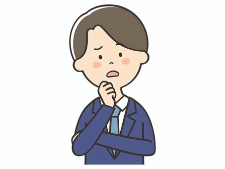 悩むスーツの男性 悩むスーツの男性 男性,悩む,困る,不安,考える,心配,わからない,男,父,お父さんのイラスト素材