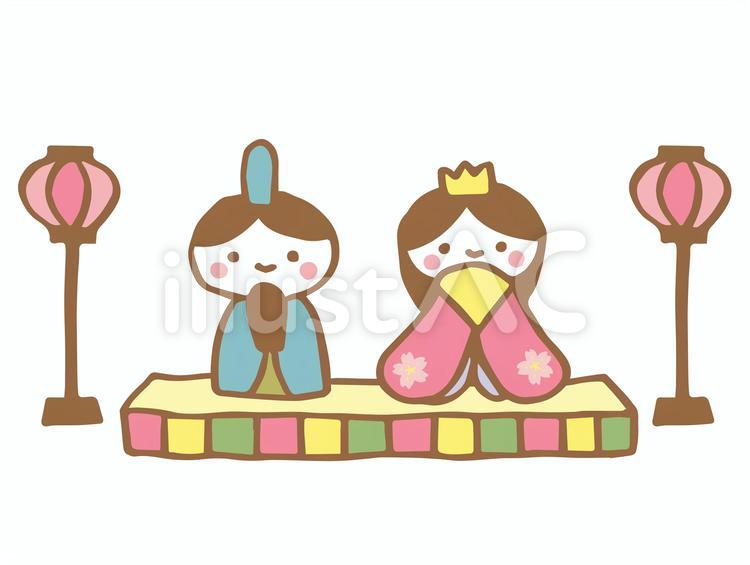 ゆるかわおひなさま おひなさま,桃の節句,春のイラスト素材