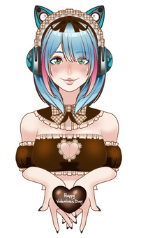 バレンタインチョコをくれる女性【09】 バレンタイン,バレンタインチョコレート,チョコレート,チョコ,女性,コスプレ,メイド服,メイド,本命チョコ,義理チョコのイラスト素材