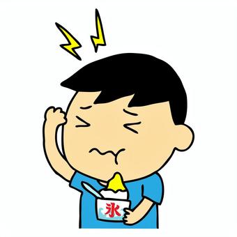 かき氷を食べて頭がキーンとする男の子 かき氷,男の子,キーン,頭,痛い,冷たい,氷,夏,食べ物,人間のイラスト素材