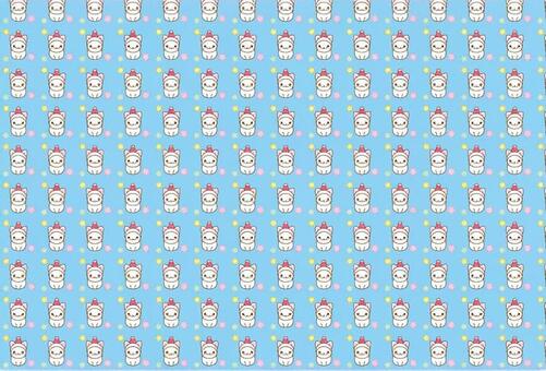 クリスマス用猫さんのパターンカード 猫,クリスマス,サンタ帽,パターン,水色,かわいいのイラスト素材