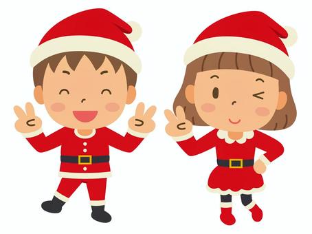 クリスマス／こどものサンタ クリスマス,サンタ,サンタクロース,xmasイヴ,クリスマスプレゼント,長靴,プレゼント,こども,ウインター,冬のイラスト素材