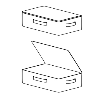 布団収納袋の線画 布団収納袋,収納,ボックス,線画,モノクロ,立体のイラスト素材