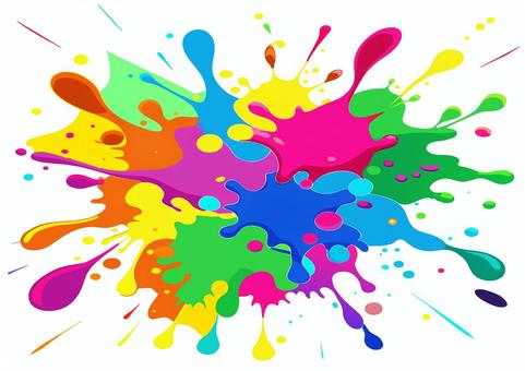 Illustration, ink, colorful, splash, 