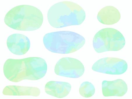 水彩の流体フレームセット 緑 背景,フレーム,水彩,パステル,淡色,やさしい,手描き,かわいい,流体シェイプ,流体のイラスト素材