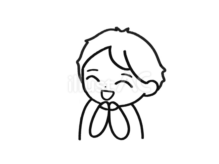 褒める男性　線画 感心,褒める,憧れのイラスト素材