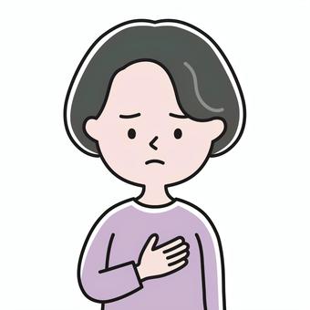 乳癌を疑う 上半身 胸-影 GBW 女性,乳がん検診,乳がん検査,乳がん,しこり,ピンクリボン,セルフチェック,サバイバー,再発,がん治療のイラスト素材