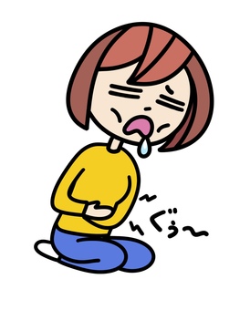 空腹女子 空腹,女子,お腹を押さえる,白目,全身,よだれ,正座,鳴る,お腹,腹ペコのイラスト素材