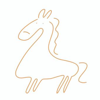 落描き風のラフなかわいい馬　正月素材 馬,手描き,シンプル,かわいい,ウマ,うま,手書き,可愛い,落描き,落書きのイラスト素材