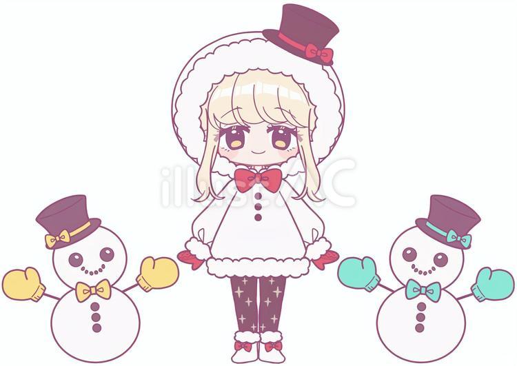 立ち絵02（雪だるま/女の子） 人物,女の子,女子のイラスト素材