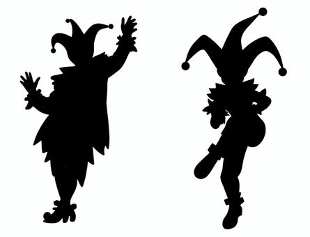 ピエロのシルエット ピエロのシルエット ピエロ,シルエット,道化師,おどける,芸人,大道芸,サーカスのイラスト素材