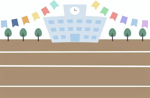 学校の運動会の背景 運動会,学校,校庭,秋,背景,９月,１０月,イベント,行事,体育祭のイラスト素材