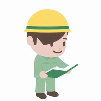 本を読む作業員 作業員,本,読書,勉強,学習,知識,現場,仕事,労働,制服のイラスト素材