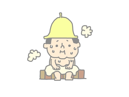 サウナおじさん おじさん,お父さん,サラリーマン,上司,手書き,サウナ,サウナハット,健康ランド,イラスト,挿絵のイラスト素材