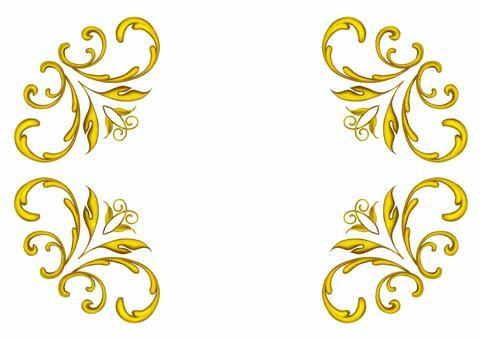 金のエレガンスフレーム202511白背景 エレガント,フレーム,飾り枠,クラシック,デコレーション,イラスト,手描き,水彩,ゴールド,葉のイラスト素材