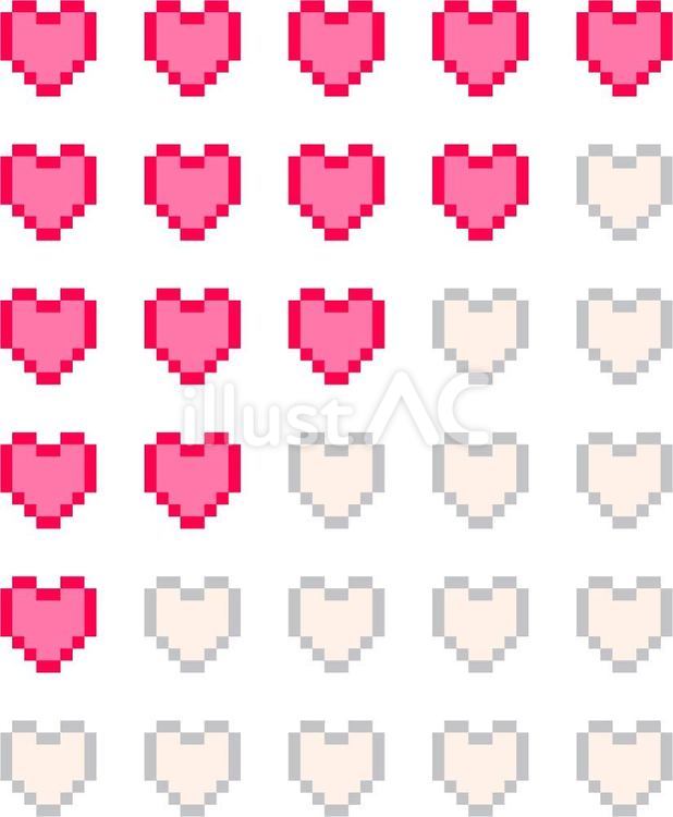 小さい五つハート評価のドット絵セット レビュー,評価,ハートのイラスト素材