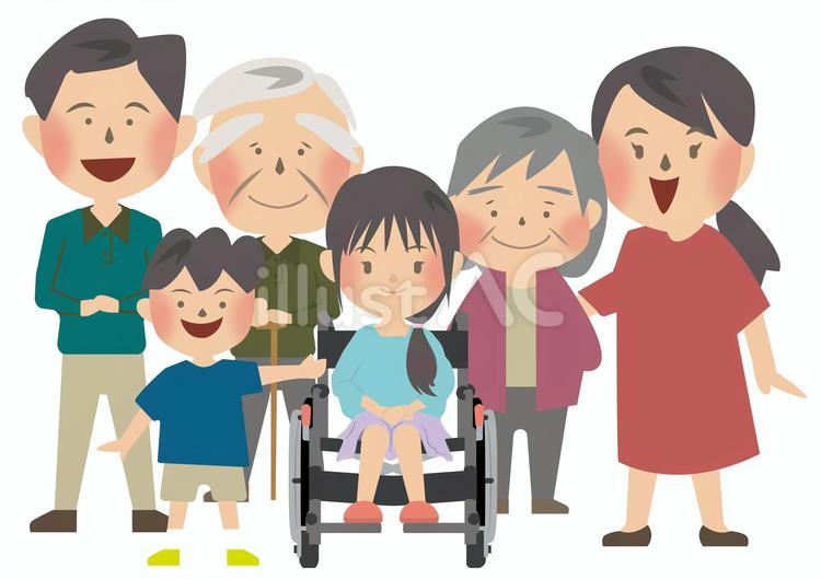 車椅子の女の子と家族 車椅子,子ども,女の子のイラスト素材