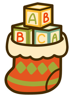 クリスマス靴下　積み木 積み木,ブロック,プレゼント,おもちゃ,靴下,クリスマス,１２月,冬,クリスマスイラスト,イベントのイラスト素材