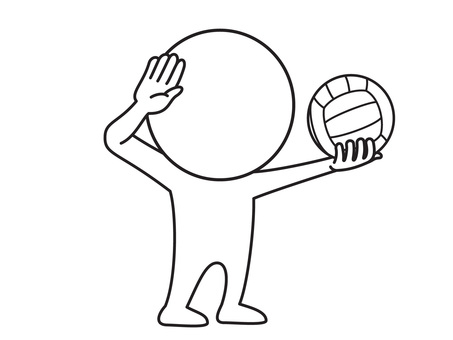 サーブ バレー 棒人間,バレー,サーブ,線画,シンプル,ゆるいのイラスト素材