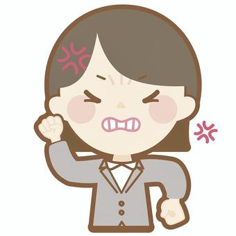 Woman suit get angry, female, new employee, get angry, JPG and PNG