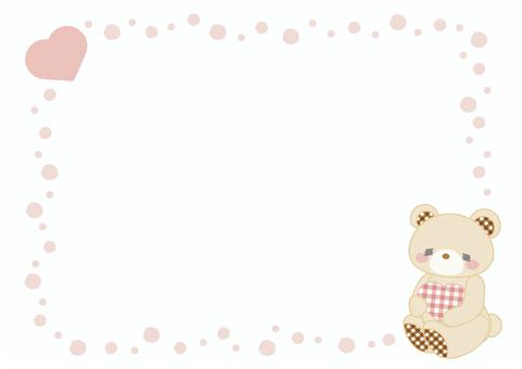 テディベアのフレーム（ピンク） くま,テディベア,ぬいぐるみ,動物,アニマル,ピンク,桃色,ハート,心,気持ちのイラスト素材