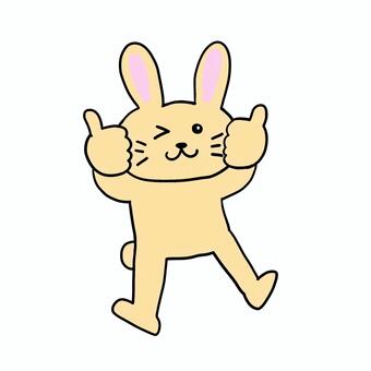 両手でグーサインするうさぎ うさぎ,動物,キャラ,ポップ,かわいい,了解,かしこまりました,ok,了承,採用のイラスト素材