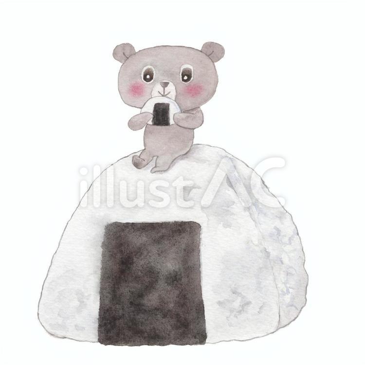 くまとおにぎり くま,おにぎり,のりのイラスト素材