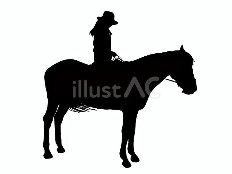 騎乗する女性のシルエット 乗馬,騎乗,馬のイラスト素材