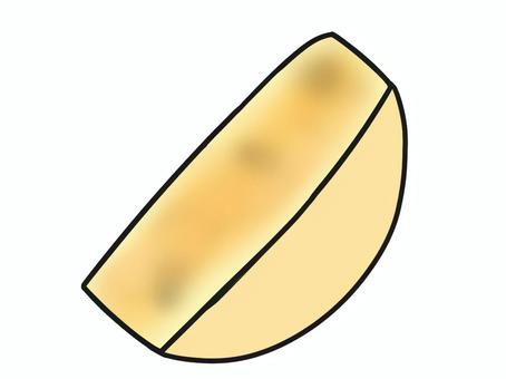 表面を炙ったラクレットチーズ　イラスト ハーフ,ラクレット,チーズ,食べ物,乳製品,挿絵,イラスト,シンプル,かわいい,美味しそうのイラスト素材
