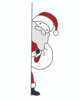 ひょっこり顔を覗かせるサンタクロース サンタ,サンタ衣装,クリスマス,年末,パーティー,ひょっこり,のぞく,チラ見,コミカル,ユーモラスのイラスト素材