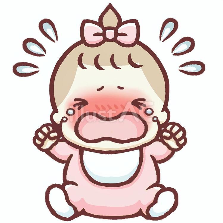 泣き出す赤ちゃん(女の子) 赤ちゃん,夜泣き,泣くのイラスト素材