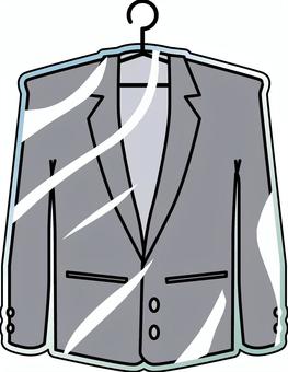 クリーニングビニール クリーニングビニール クリーニング,ビニール,スーツ,ジャケット,ハンガー,かける,デフォルメ,グレーのイラスト素材