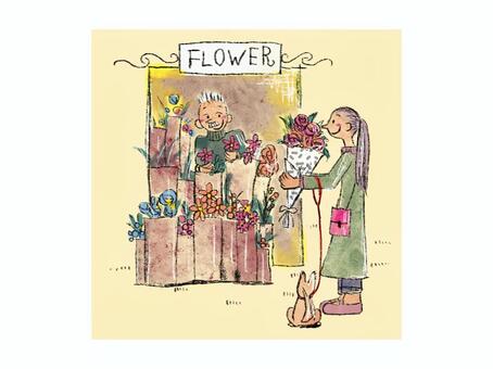 お花屋さん 花屋,女性,花,おしゃれ,パステルカラーのイラスト素材