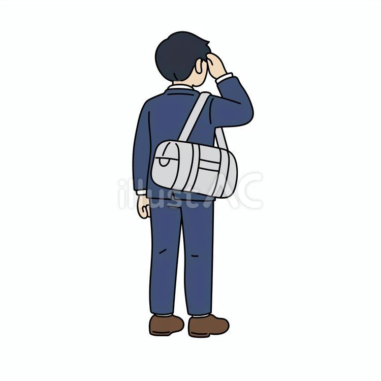 通学中の男子高校生の後ろ姿 後ろ姿,高校生,日本人のイラスト素材