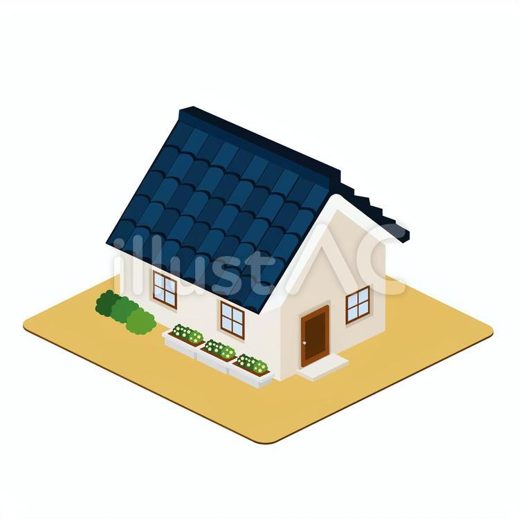 住宅20 住宅,一軒家,瓦屋根のイラスト素材