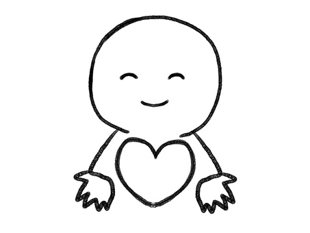 ハートを渡す棒人間線画 ハートを渡す棒人間線画 棒人間,ハート,人物,差し出す,手描き,思いやり,優しさ,バレンタイン,愛,落書きのイラスト素材