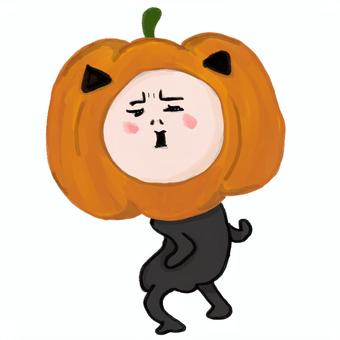かぼちゃを被った人のイラスト。 かぼちゃ,ハロウィン,人,着ぐるみ,野菜のイラスト素材