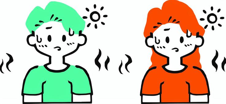 猛暑 熱中症,暑い,苦しい,息苦しい,酸欠,汗,熱,呼吸困難,子ども,トラブルのイラスト素材