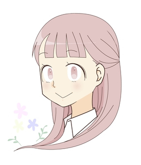 ロングヘアーの女性 人物,花,草,萌え系,オシャレ,笑顔,可愛い,女性,茶髪,ロングヘアーのイラスト素材