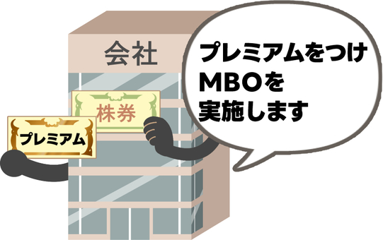 プレミアムをつけMBOをする上場企業 mbo,上場,企業,会社,プレミアム,株,株式,買収,株価,上乗せのイラスト素材