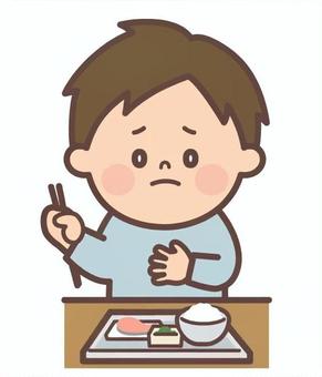 食欲がない男の子 食欲低下,夏バテ,食欲不振,不健康,ご飯,子供,男の子のイラスト素材