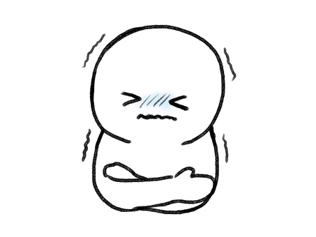 震える棒人間 棒人間,寒い,風邪,人物,手描き,落書き,表情,黒,シンプル,冬のイラスト素材