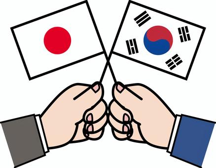 国旗持つ手-韓国 国旗,持つ,手,日本,韓国,アジア,国際,外国,外交,友好のイラスト素材