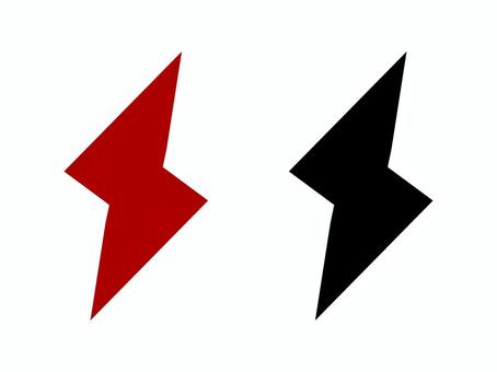 雷マーク警告赤黒アイコン 雷,稲妻,電気,警告,注意,危険,アイコン,マーク,シンボル,標識のイラスト素材