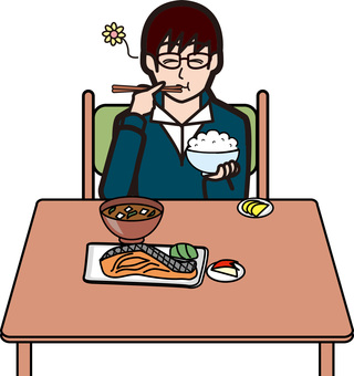 朝ごはん 朝ごはん,美味しい,食べる,眼鏡,若い,男性,健康,テーブル,朝,主観のイラスト素材