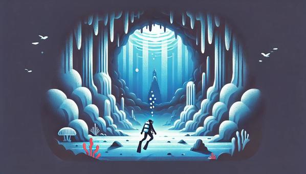 The world that spreads out deep inside the underwater cave, JPG The world that spreads out deep inside the underwater cave, sualtı mağarası, dalgıç, sefer, JPG