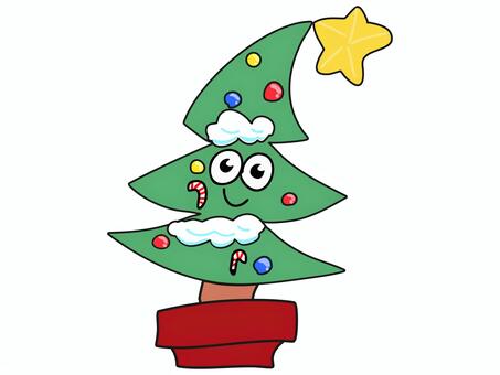 てがきのクリスマスツリー 手描き,てがき,クリスマスツリー,クリスマス,冬,飾り,もみの木,星,12月,クリスマスイブのイラスト素材