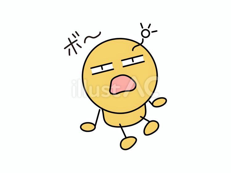 ボ～とする棒人間　黄 棒人間,黄,顔文字のイラスト素材