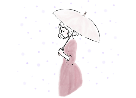 雨の中傘をさす女性 雨,傘,さす,女性,女の人,人物,人,大人,女の子,パラソルのイラスト素材
